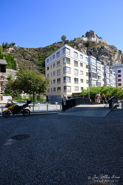 Street scene with on the background Basilique de Valère - GFK-20220810-Z9-1349.jpg Switzerland-Valais-Sion