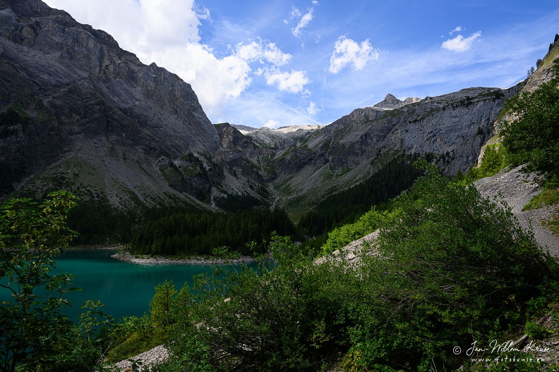 Lac de Tseuzier is an artificial lake in the canton of Valais, Switzerland. It is located in the municipalities of Ayent and Icogne.
The reservoir has a volume of 51 mio m³ and a surface area of 0.85 km2 (0.33 sq mi). It was formed by the dams of Zeuzier (156 m) and Proz-Riond (20 m) built in 1957. GFK-20230818-Z9-2266.jpg