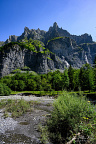 Mountain peak Corne du Chamois (Chamois Horns, 2523m) seen from the river Le Giffre (4 visits) The Cirque du Fer-à-Cheval takes its name from the shape of its cliffs, which form a semicircle. It... Mountain peak Corne du Chamois (Chamois Horns, 2523m) seen from the river Le Giffre