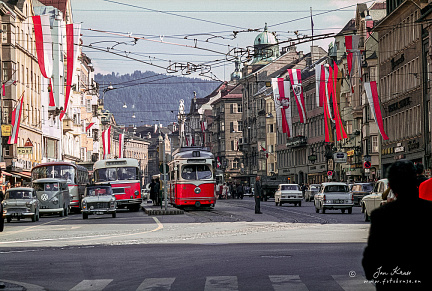 Maria Theresien Street, Innsbruck 1966 (Austria) (359 visits) Maria Theresien Street in 1966, nowadays a shopping area closed for trafic. Behind the tram the St. ... Maria Theresien Street, Innsbruck 1966 (Austria)
