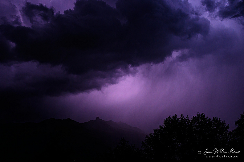 Thunderstorm in Val d'Hérens with in the distance the mountain La Maya