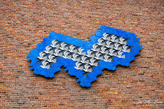 Wall tableau of a tessellation by Dutch artist M. C. Escher on the Princessehof ceramic museum, Leeuwarden. (253 visits) Wall tableau of a tessellation by Dutch artist M. C. Escher on the Princessehof ceramic museum, Leeu... Wall tableau of a tessellation by Dutch artist M. C. Escher on the Princessehof ceramic museum, Leeuwarden.