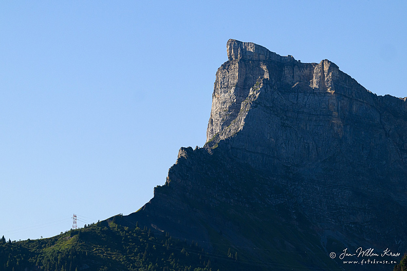 Mountain Pointe de Sales (2495 m) seen from the hamlet of Le Mont