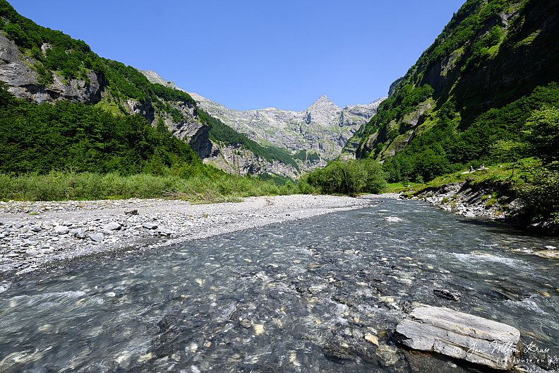 View towards Fond de la Combe (bottom of the valley) with the river Le Giffre