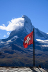 Matterhorn and Swiss Flag above Zermatt (1 visits) A Swiss flag catches the eye on the high slopes near Tufteren while the Matterhorn rises beyond the ... Matterhorn and Swiss Flag above Zermatt