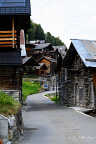 Lane through Traditional Valais Raccards (13 visits) A narrow village lane winds between closely spaced, weathered timber raccards. Lane through Traditional Valais Raccards