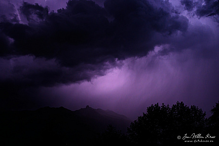 Thunderstorm in Val d'Hérens with in the distance the mountain La Maya