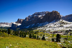 The Sella Group and Sella Pass as seen from the South-West The Sella Group and Sella Pass as seen from the South-West